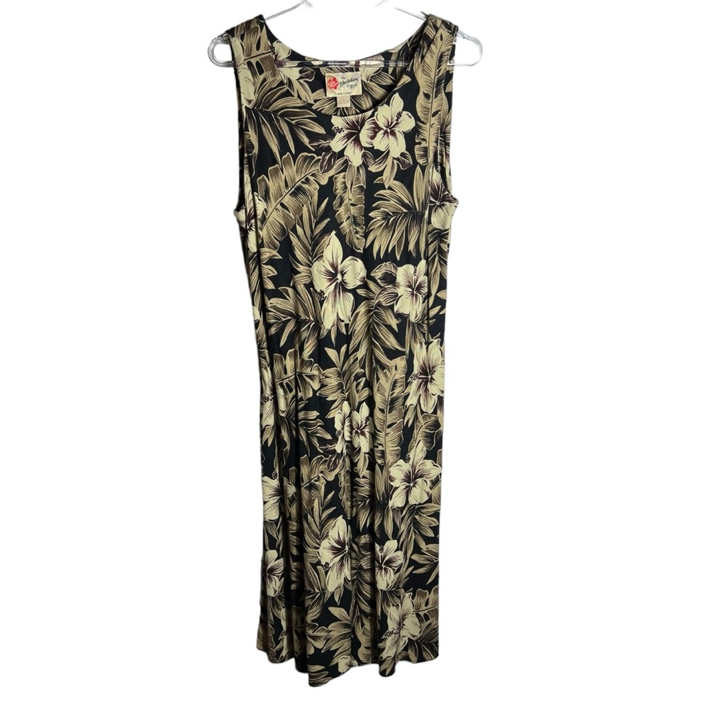 Hilo Hattie Hawaiian Floral Print Sleeveless Dress, Large